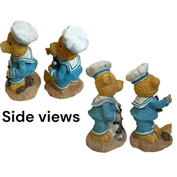 Sailor Bears Nautical Vintage Figurines Coastal Blue White 2 Pieces Collectible - Picture 3 of 16